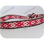 Очелье с символами Земли и Орепей, красно-бежевое с узорной каймой Очелье с символами Земли и Орепей, красно-бежевое с узорной каймой