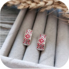 Серьги серебряные «Алатырь» (эмаль)