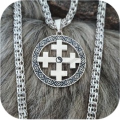 Серебряный оберег Крест Мары с символом гармонии
