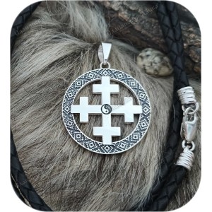 Серебряный оберег Крест Мары с символом гармонии