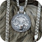 Серебряный оберег «Волк с символом Велеса»