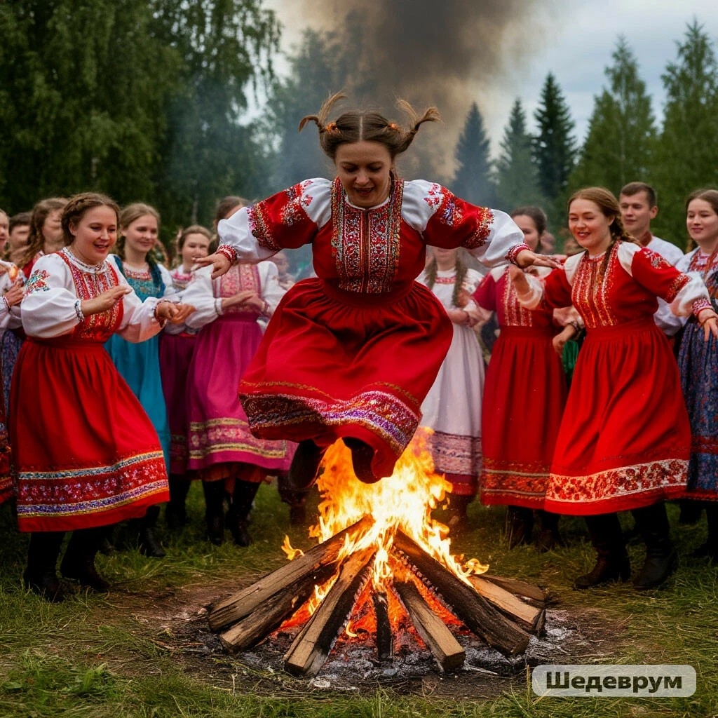 Прыжки через горящий костёр