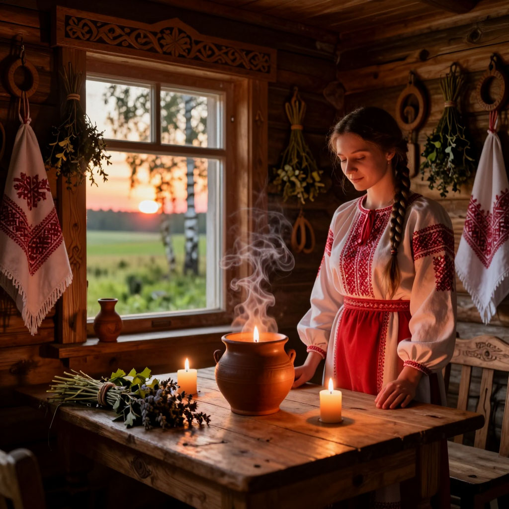 Девушка совершает обряд